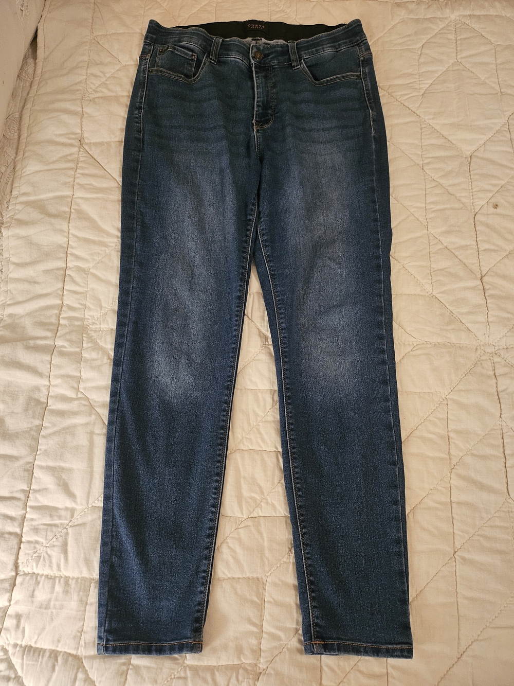 Curve Appeal Mid Rise Skinny Jeans w/ Comfort Waistband - Size 10/30